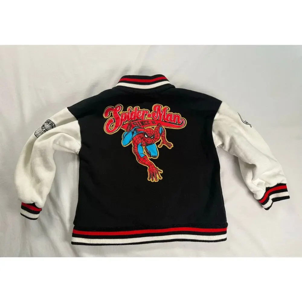 Marvel Spiderman Toddler 4T Bomber Jacket Varsity Jacket Boys Black Spider Man